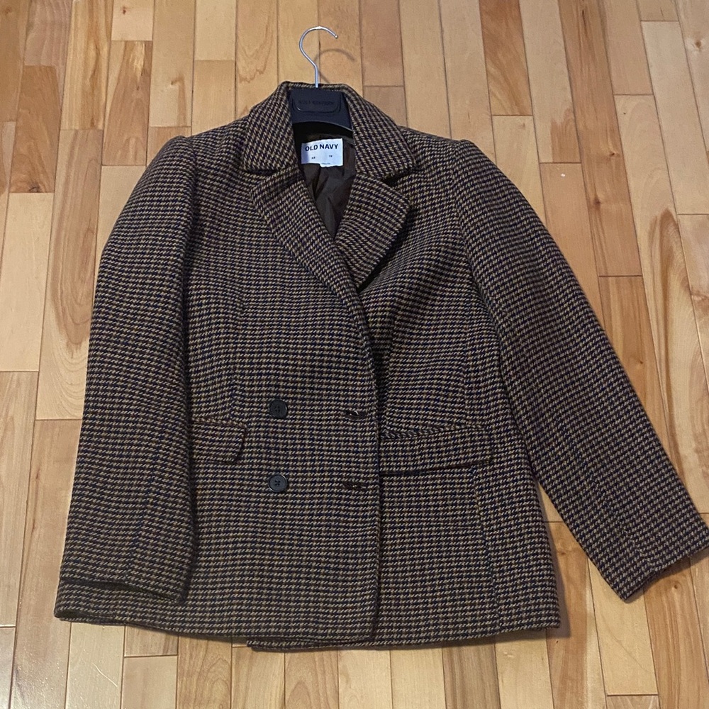 Old Navy Women's Dark Brown Houndstooth Blazer